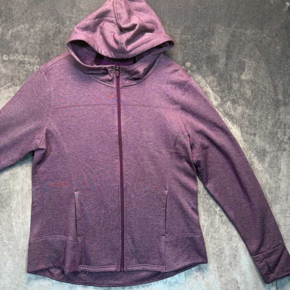 Danskin Now Hoodie Womens L 12-14 Plum Heather Full Zip Athleisure Activewear